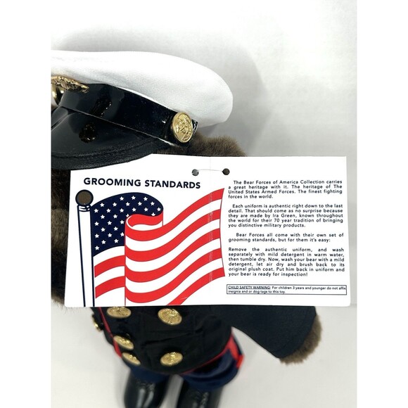 US Marine Corps (USMC) Dress Blues 12” Mini Brown Teddy Bear - No Belt - Picture 3 of 6